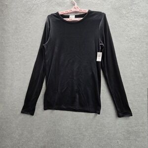 GAP Women Shirt L TALL Black LS MOD CREW Long Sleeve NWT